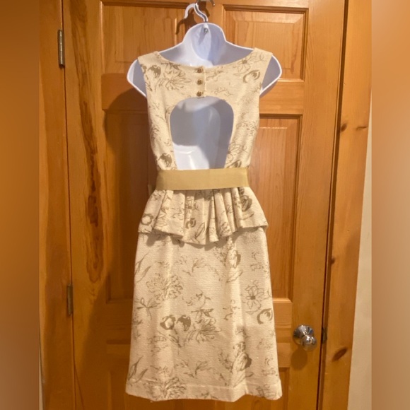 Anthropologie Jacquard Backless Cocktail Dress, Size 2 - Picture 2 of 9